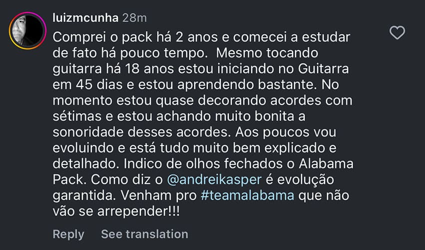 Depoimento original de aluno 9