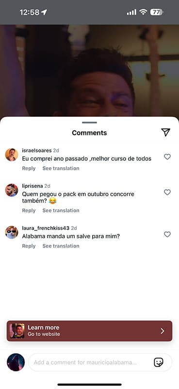 Depoimento original de aluno 13